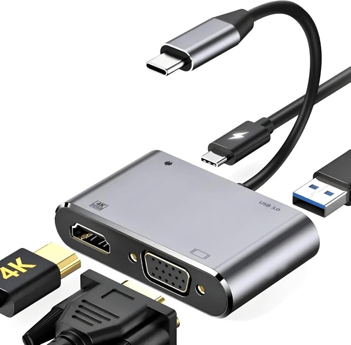 Die Grup Daytona CF02 Macbook Uyumlu Type-C™ To 4K Ultra Hd 1080P Hdmı/vga/pd Şarj/usb 3.0 4ın1 Çevirici Hub Adaptör
