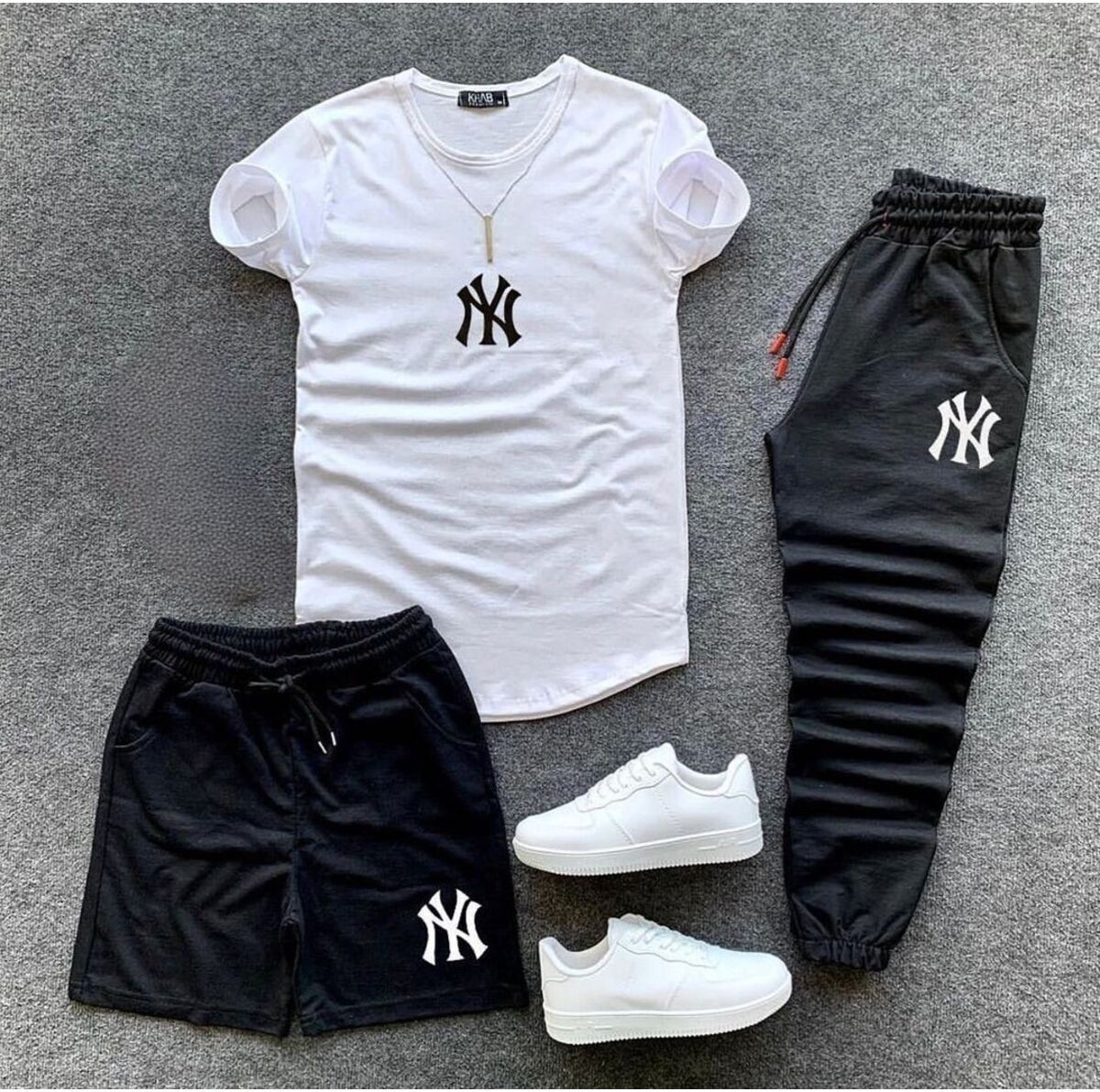Yoho Sport Ny Baskılı Original Ünisex Yazlık Şort T-Shirt Eşofman Altı 3 Lü Set Combin Takım