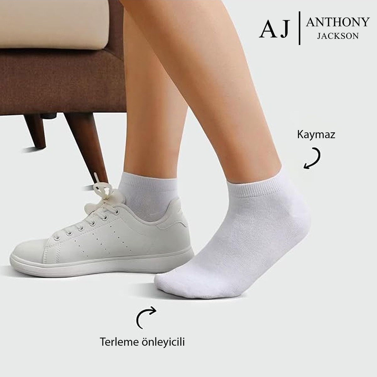 Anthony Jackson 10 Çift Kutulu Bambu Premium Bay-Bayan Patik Çorap - Bilek Boy Kısa Spor Koşu ve Yürüyüş Çorabı görsel 3
