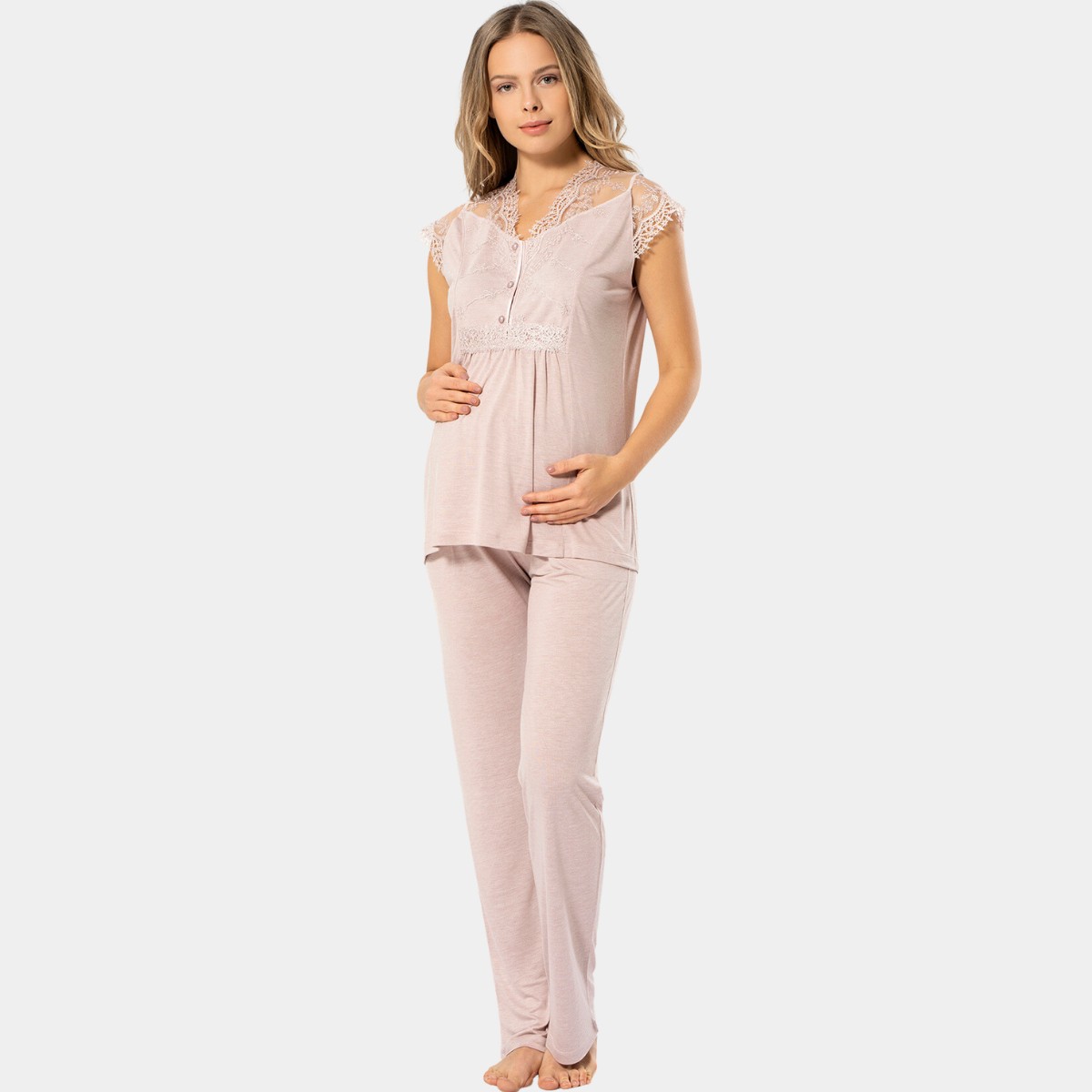 Türen Kadın Lohusa Pijama Takımı 3294/PUDRA