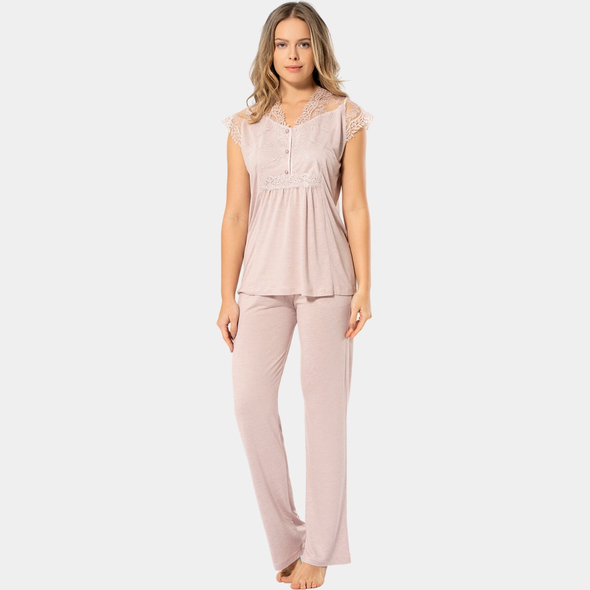 Türen Kadın Lohusa Pijama Takımı 3294/PUDRA görsel 3