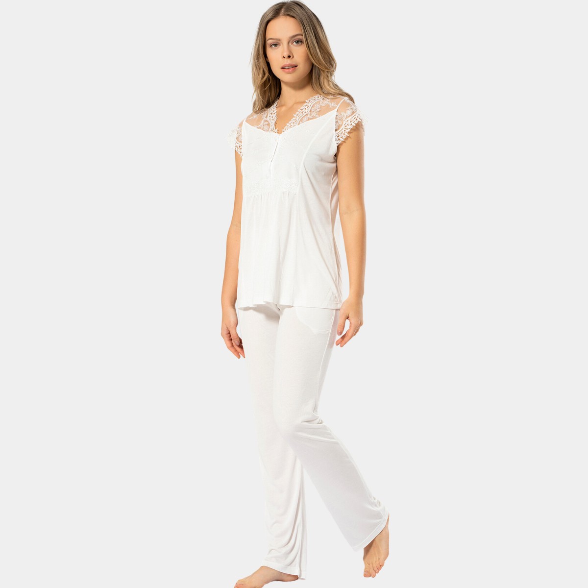 Türen Kadın Lohusa Pijama Takımı 3294/KREM görsel 4