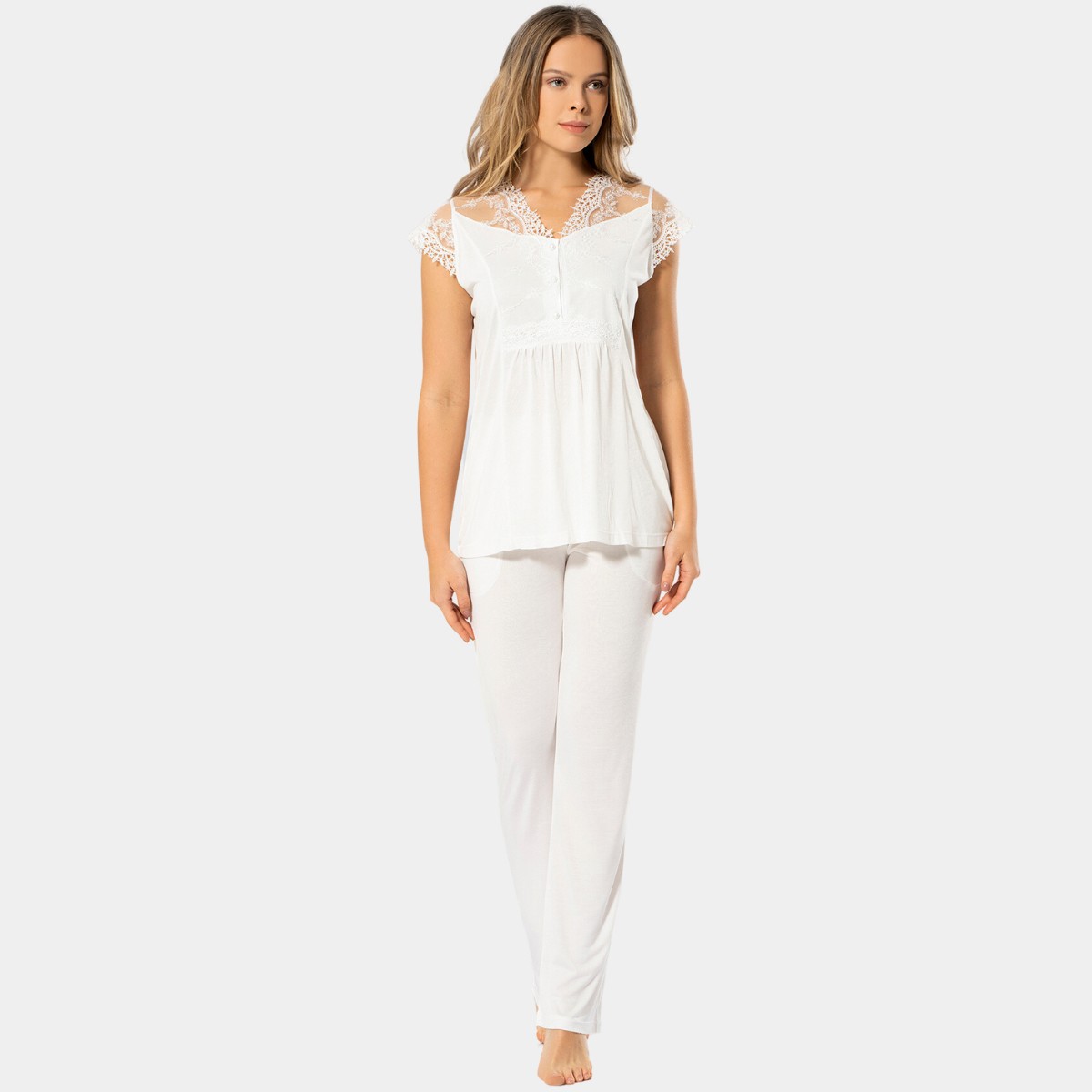 Türen Kadın Lohusa Pijama Takımı 3294/KREM görsel 5