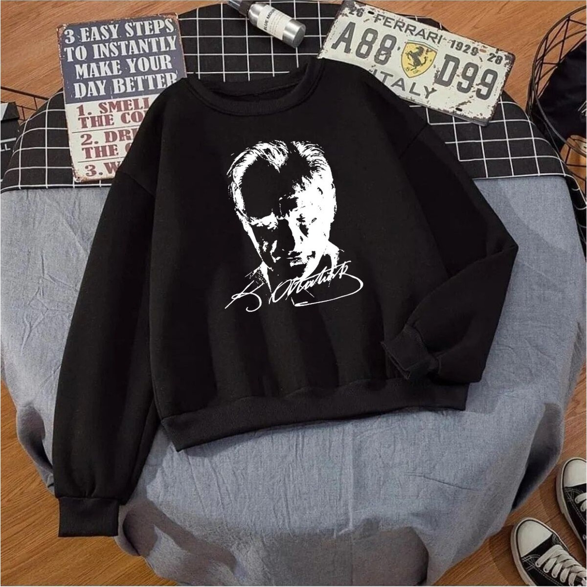 Yoho Sport Atatürk Baskılı Unisex Kışlık Sweatshirt Beyaz görsel 7