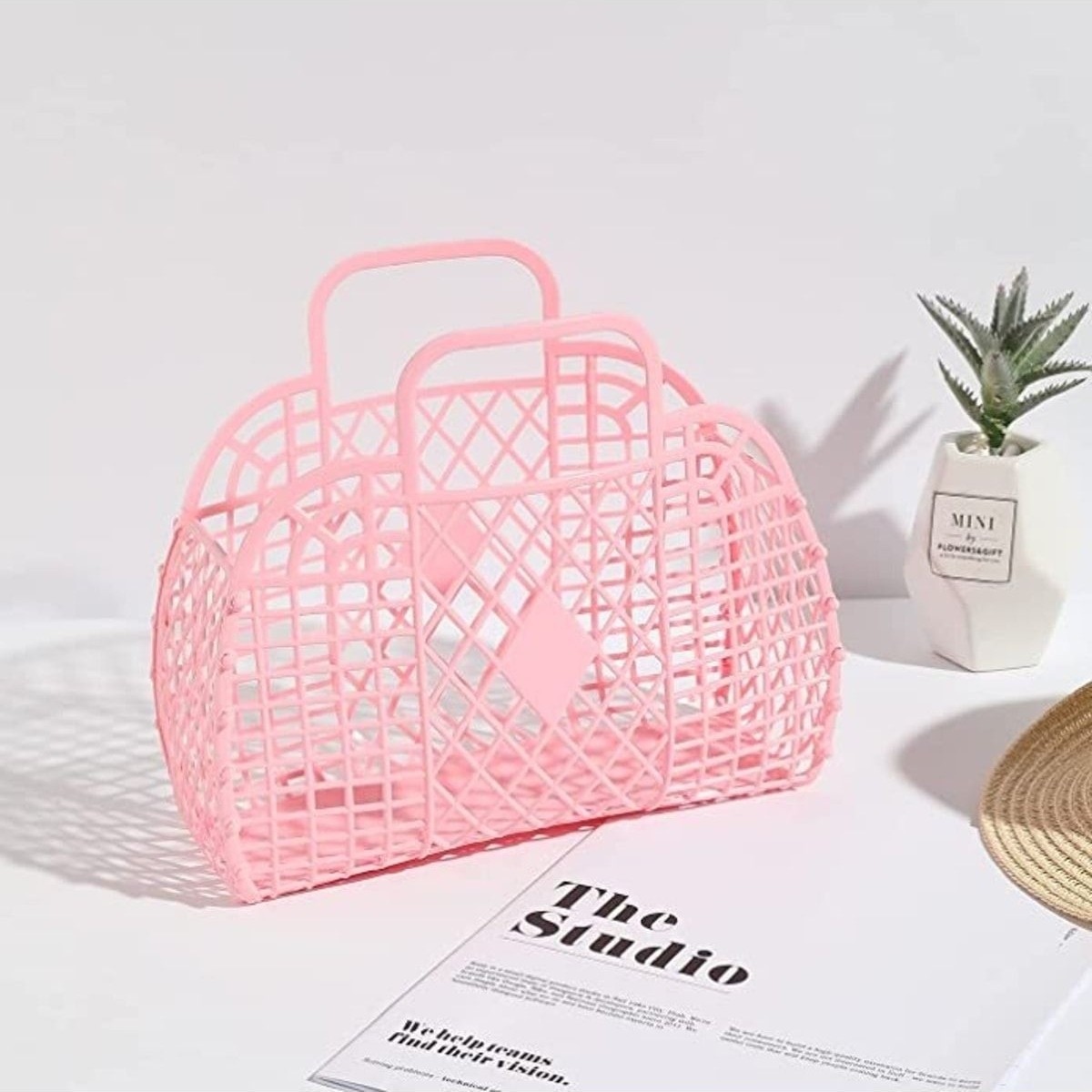 Calimila Retro Sepet Çanta- Açık Pembe görsel 4
