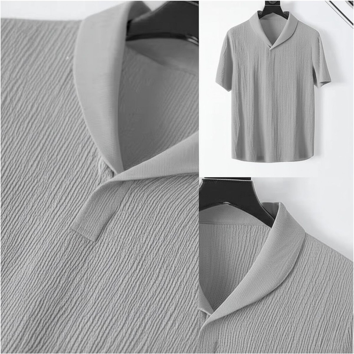 Fifty Color Alaçatı Stili Erkek Bürümcük Krinkıl Kumaş Yazlık Likralı Polo Yaka Tshirt ve Eşofman Takım Kombini görsel 3