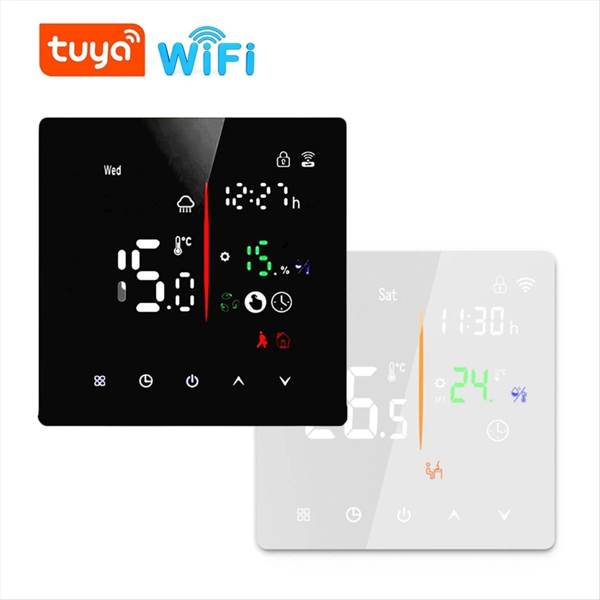 Resim Empoorlium Tuya Wifi Akıllı Termostat Programlanabilir Termostat Ev Için 3A Su Isıtma/duvara Monte Kazan Evrensel Siyah (Yurt Dışından) 
