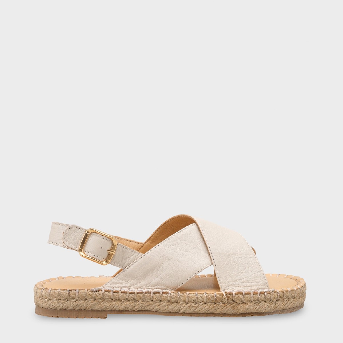 Capone Outfitters Lilian Hakiki Deri Espadril Tabanlı Kadın Sandalet görsel 8