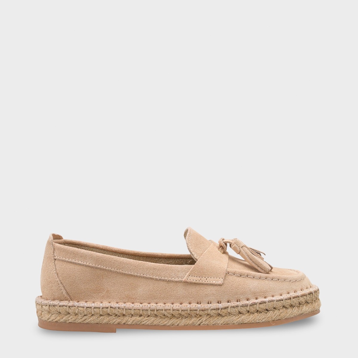Capone Outfitters Yoklo Hakiki Deri Süet Espadril Tabanlı Püsküllü Kadın Loafer Ayakkabı görsel 2