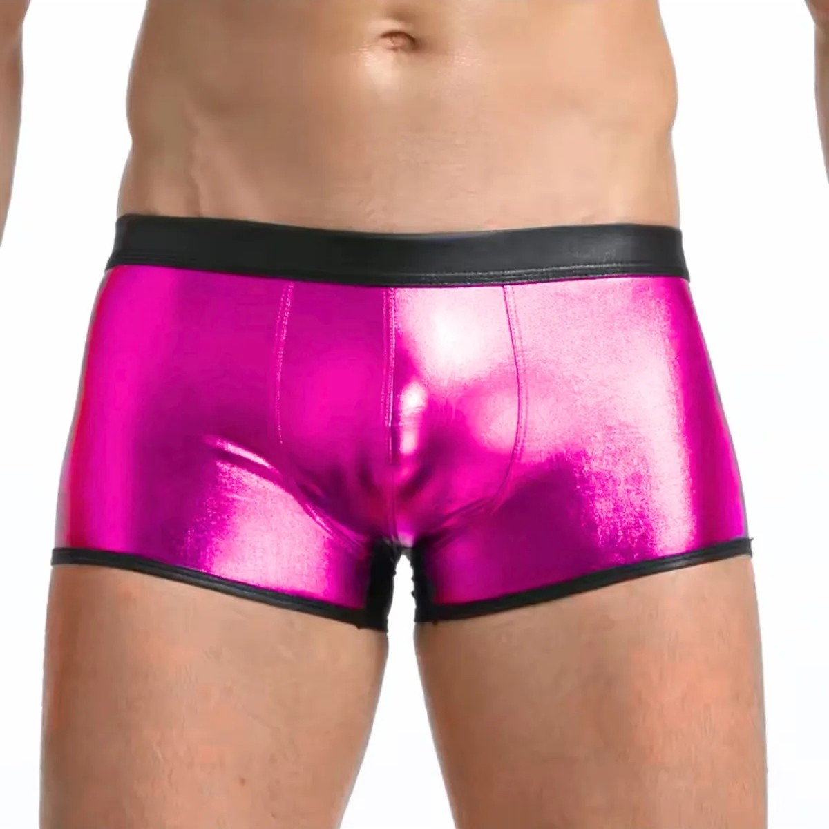 Melonika Secret Fantezi Deri Görünümlü Pembe Erkek Boxer - Fantezi Tanga BC4608
