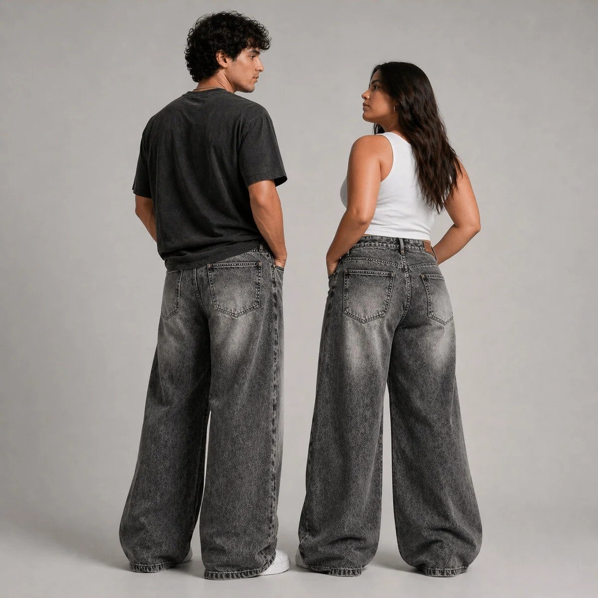 St.Poll Eskitme Füme Yıkamalı Unisex Büyük Beden Baggy Jean Pantolon görsel 6