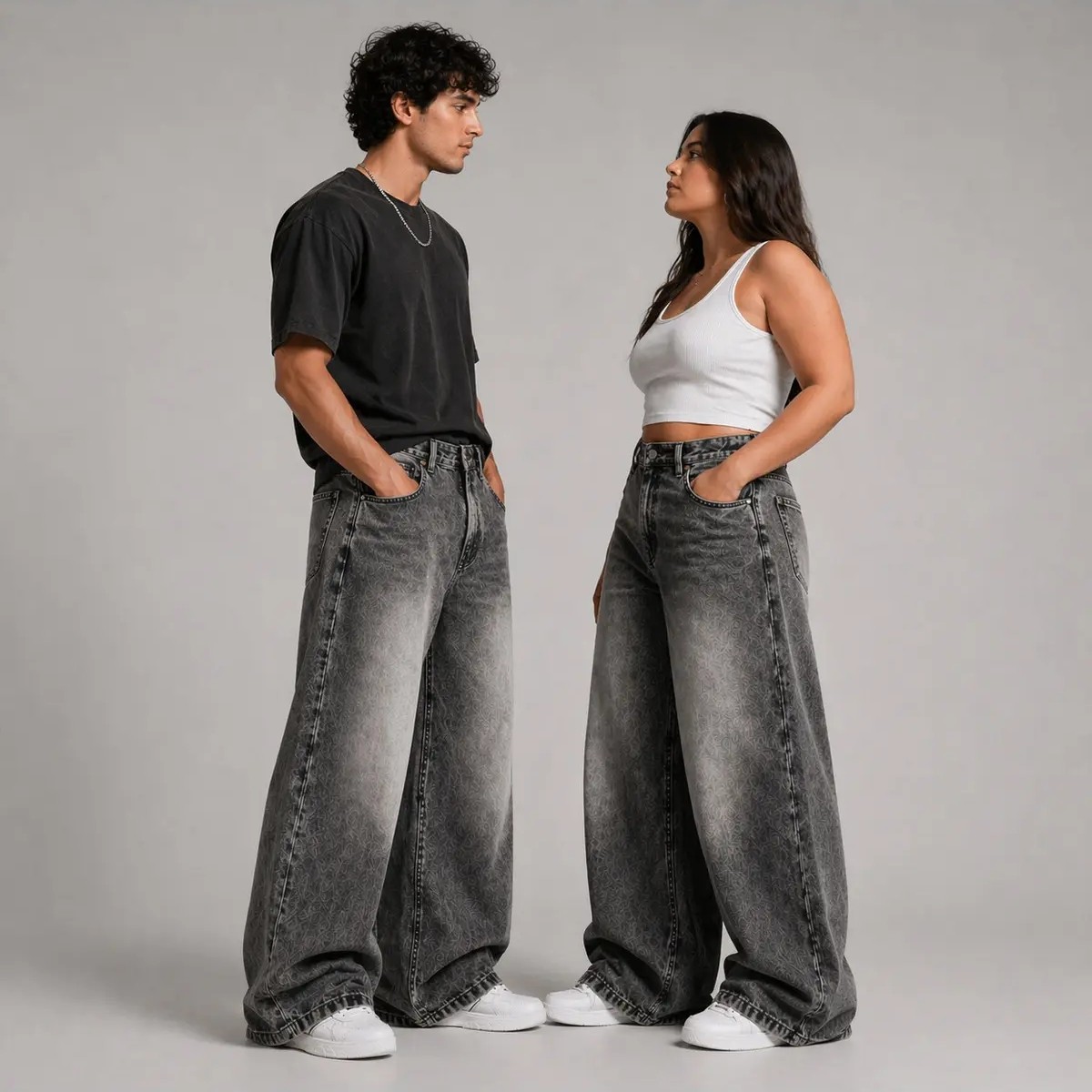 St.Poll Eskitme Füme Yıkamalı Unisex Büyük Beden Baggy Jean Pantolon görsel 7