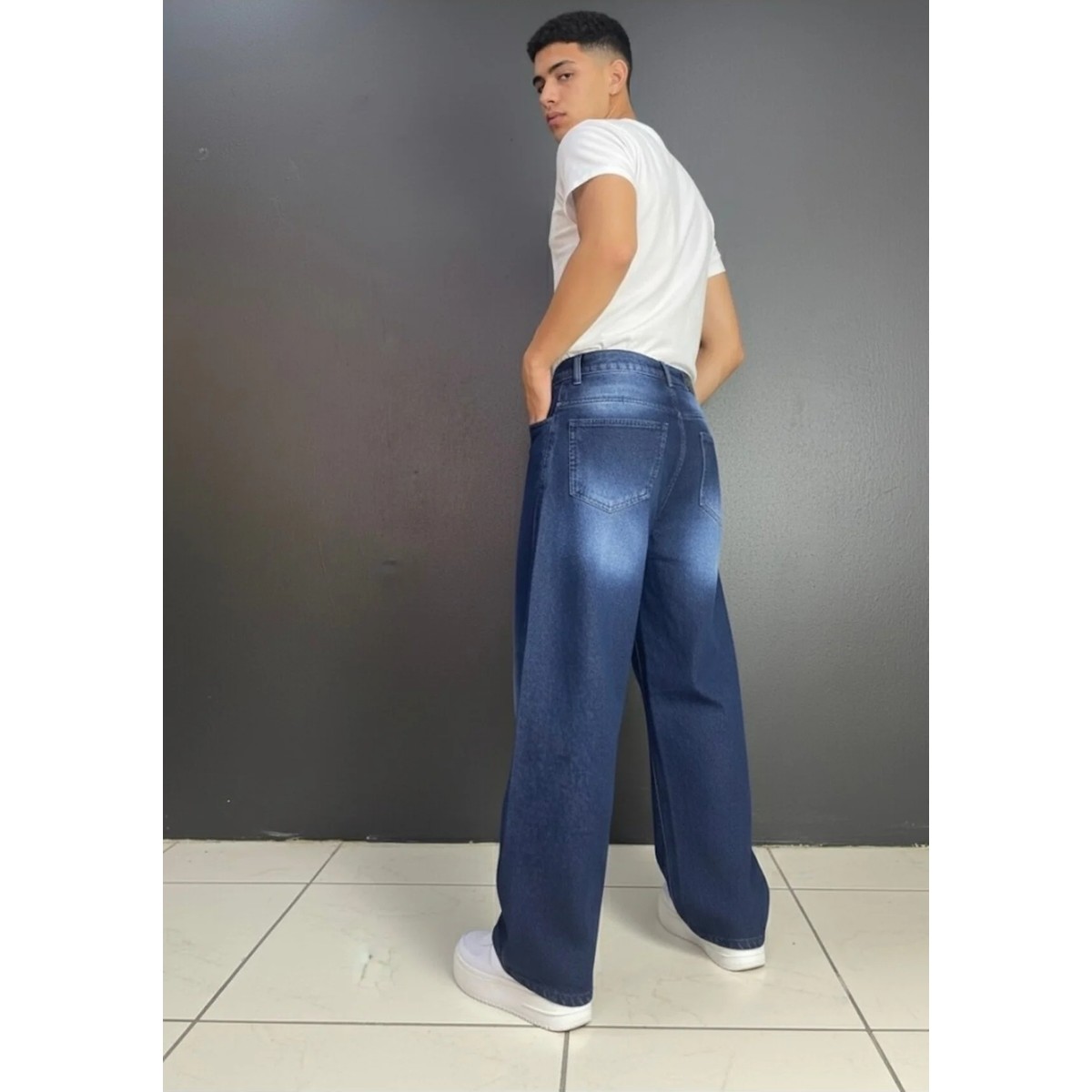 St.Poll Vintage Siyah Yıkamalı Unisex Baggy Jean görsel 3