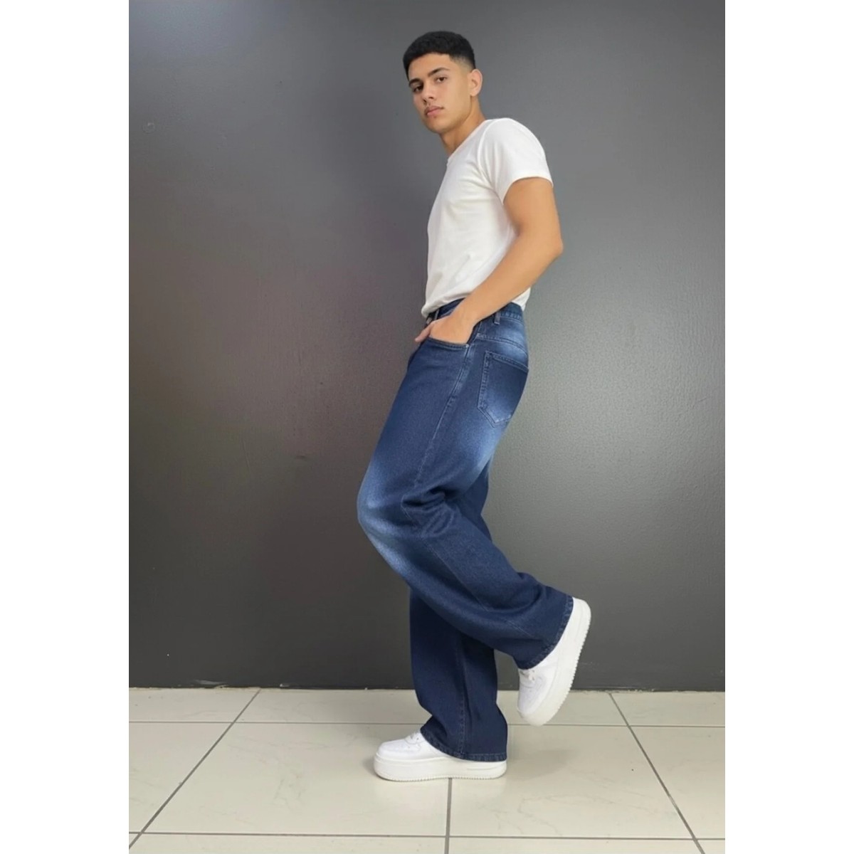 St.Poll Vintage Siyah Yıkamalı Unisex Baggy Jean görsel 4