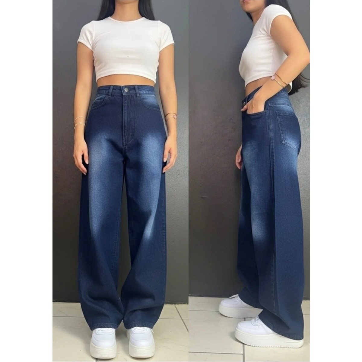 St.Poll Vintage Siyah Yıkamalı Unisex Baggy Jean görsel 6