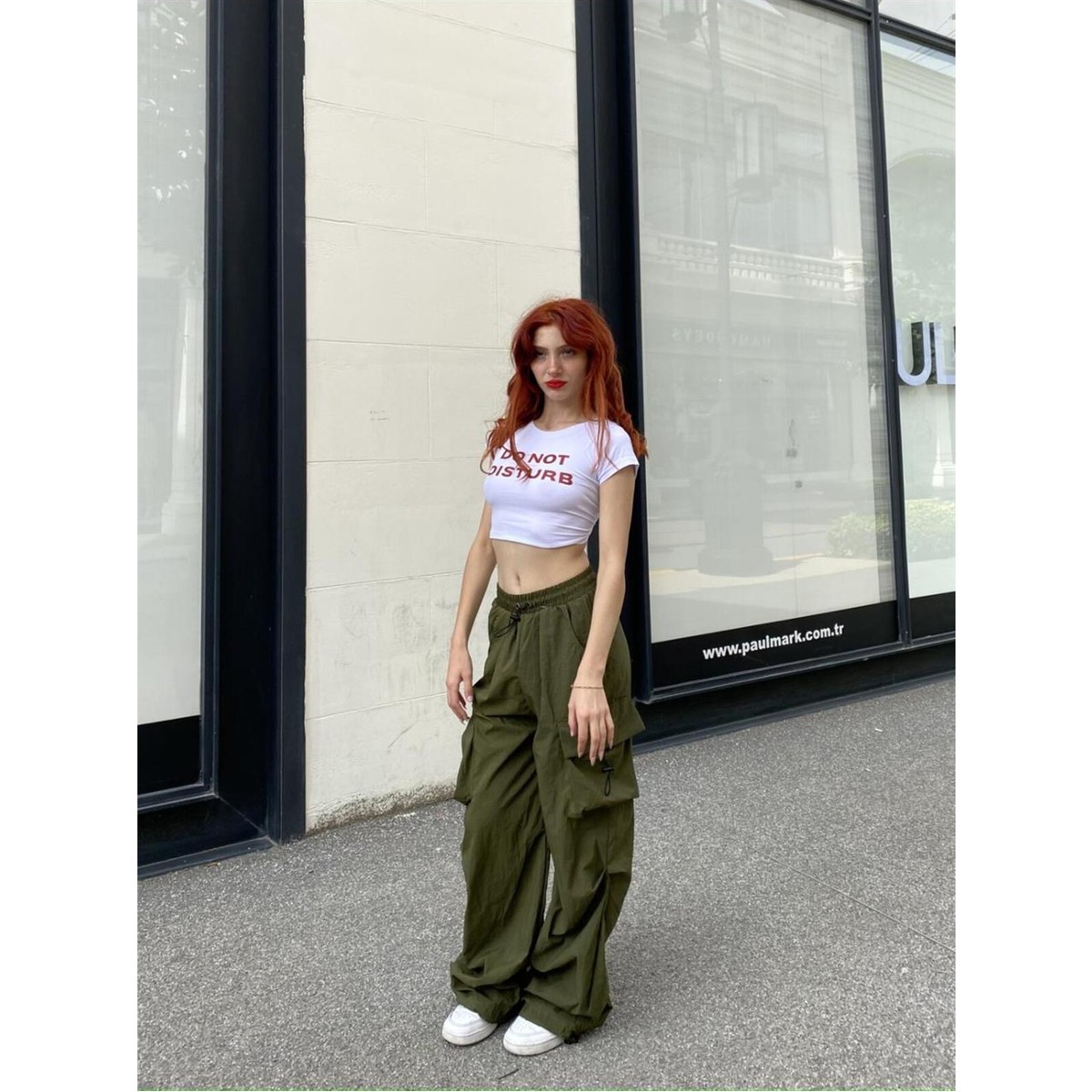 Touz Moda Yeşil Tactical Paraşüt Kumaş Kargo Cepli Oversize Unisex Pantolon görsel 6