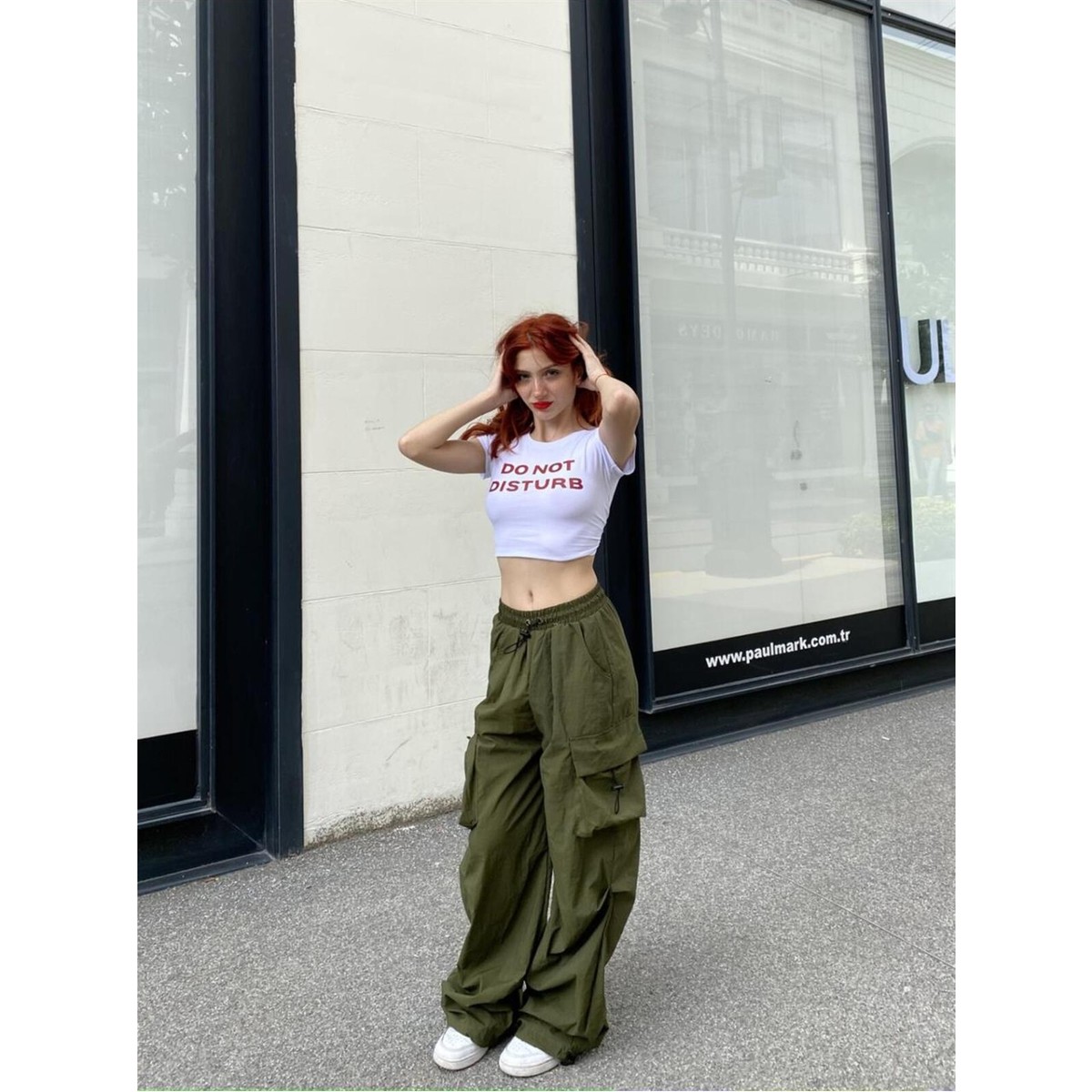 Touz Moda Yeşil Tactical Paraşüt Kumaş Kargo Cepli Oversize Unisex Pantolon görsel 7