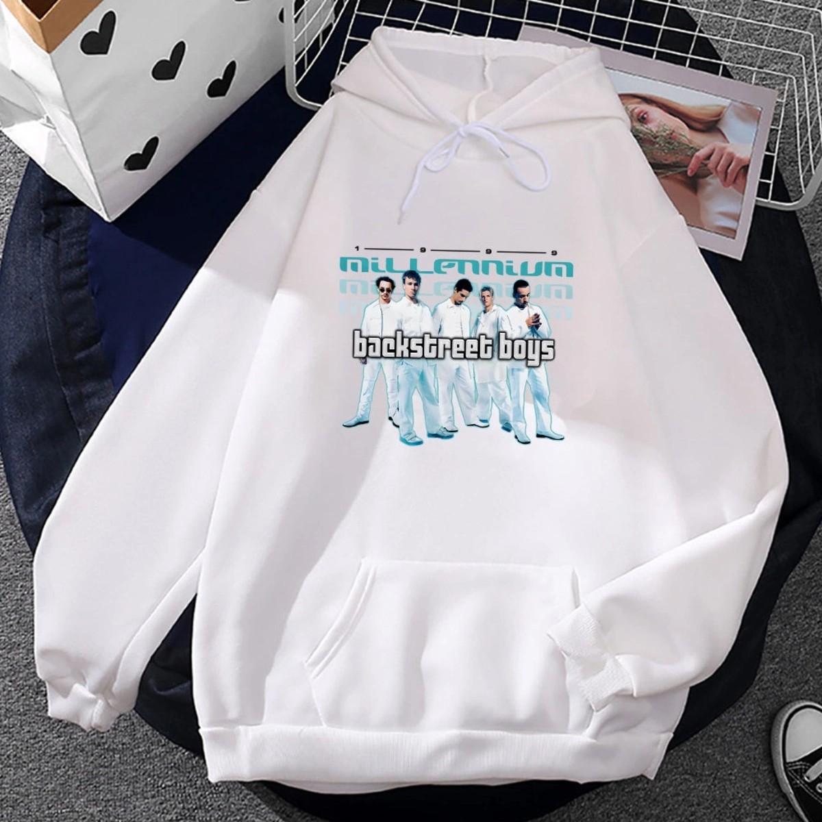 Tarzsokak Beyaz Unisex Backstreet Boys Millennium 2.0 Kapüşonlular Sonbahar Rahat Moda Kapş