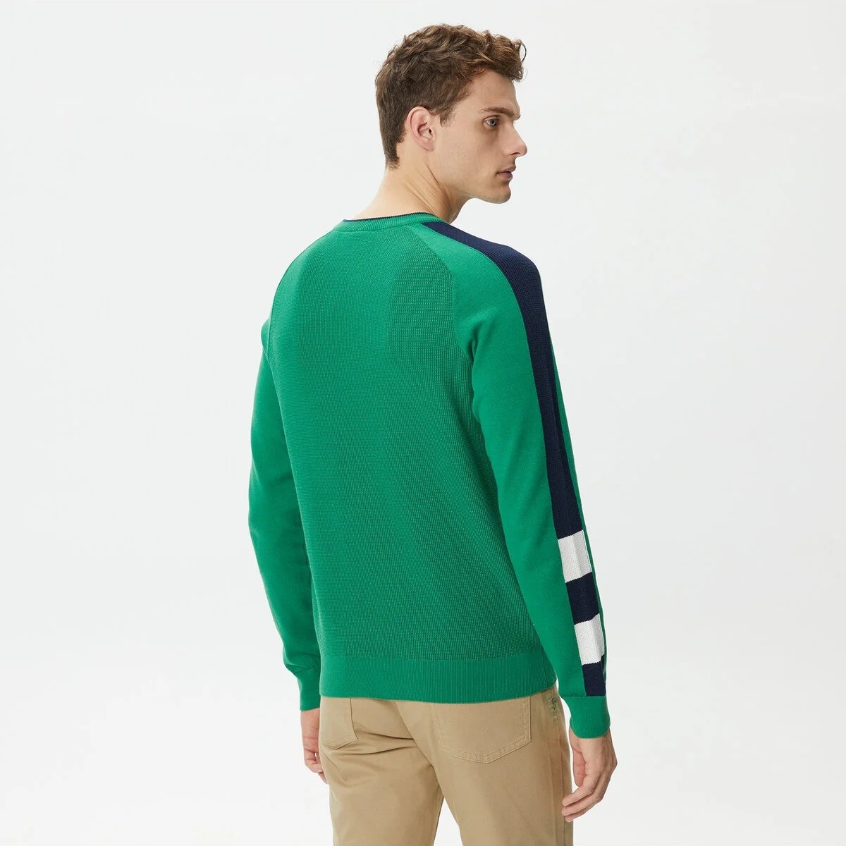 Lacoste Erkek Regular Fit Uzun Kollu Bisiklet Yaka Renk Bloklu Lacivert Triko görsel 2