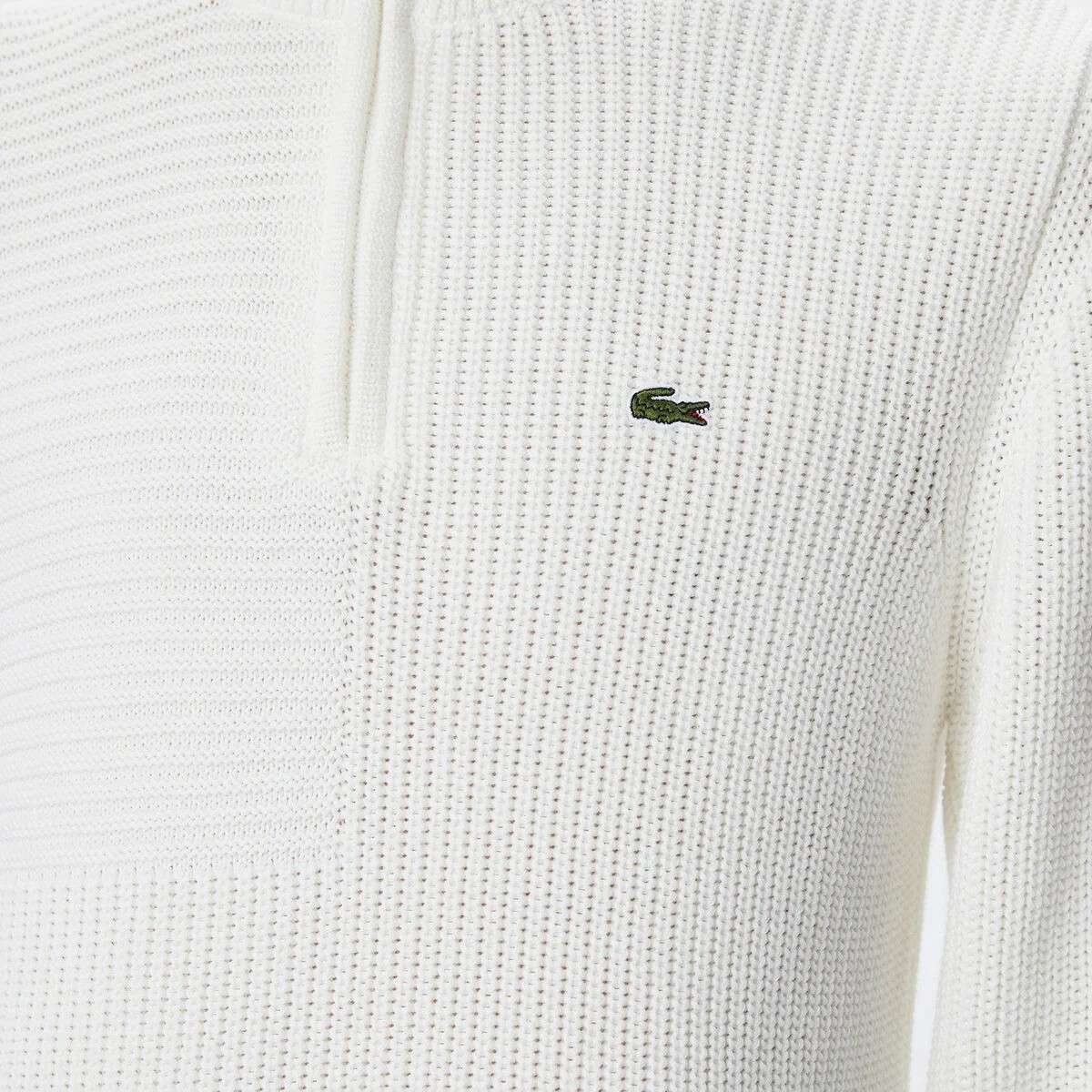 Lacoste Erkek Regular Fit Uzun Kollu Dik Yaka Desenli Ekru Triko görsel 6