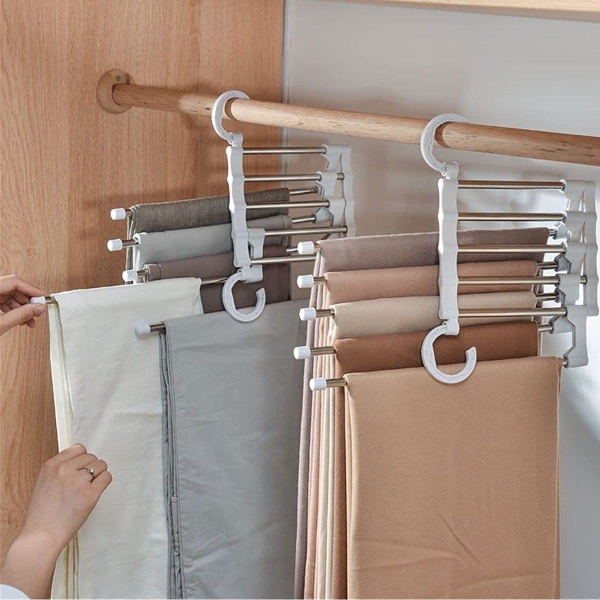 Odea Buffer® Hareketli Dolap Içi Pantolon Kravat Şal Askı Sistemi Düzenleyici Katmanlı Askılık Organizer görsel 2
