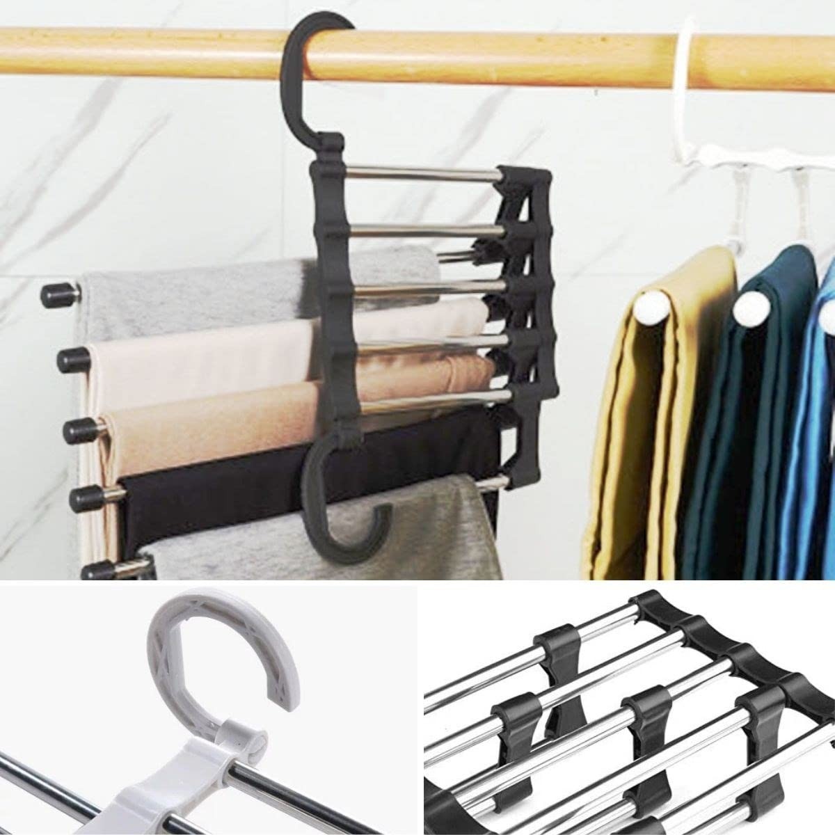 Odea Buffer® Hareketli Dolap Içi Pantolon Kravat Şal Askı Sistemi Düzenleyici Katmanlı Askılık Organizer görsel 5