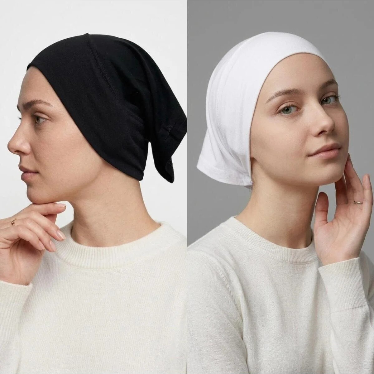 Flora Tekstil Önü Dikişsiz Hazır Pratik Geçmeli Düz Boru Bone görsel 4