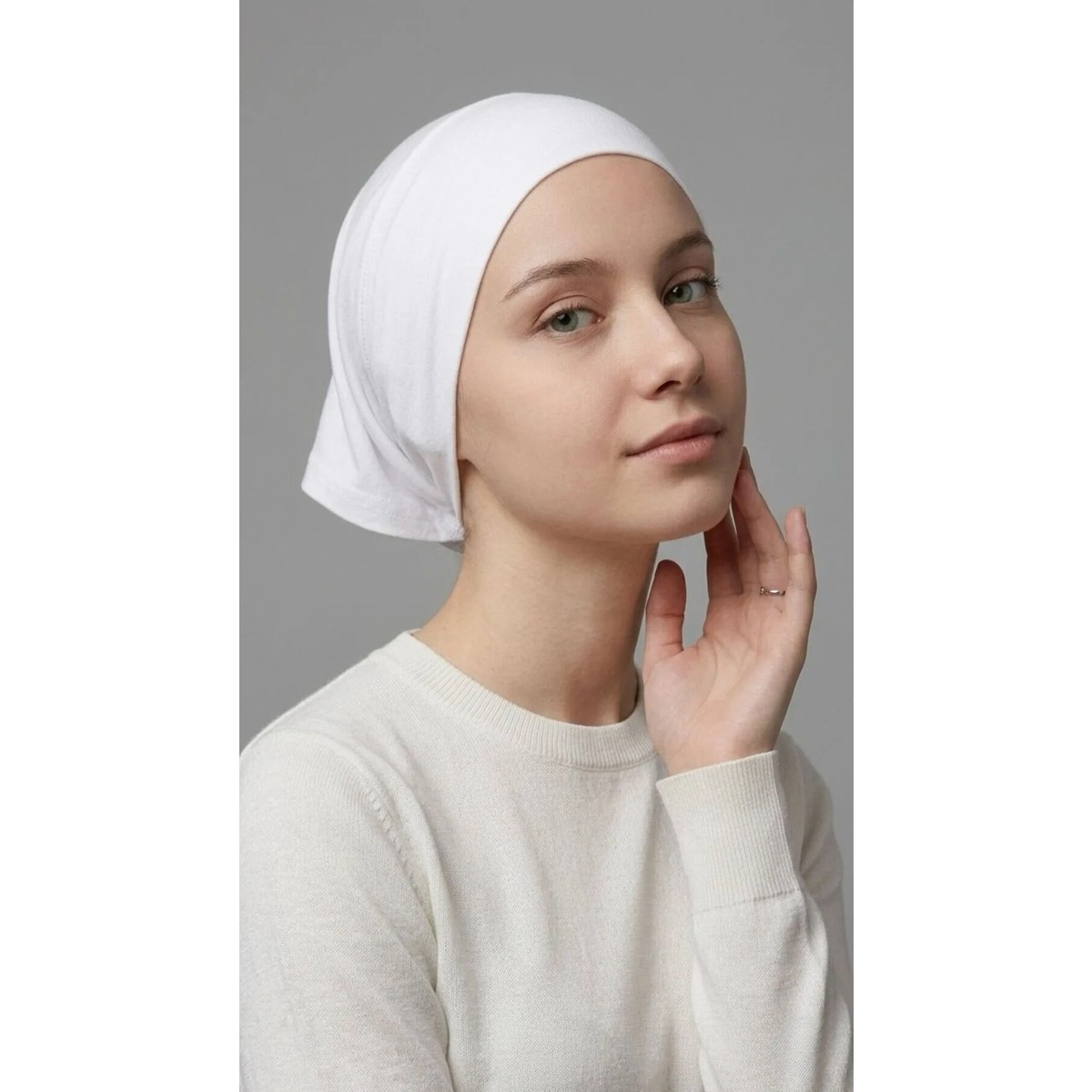 Flora Tekstil Önü Dikişsiz Hazır Pratik Geçmeli Düz Boru Bone görsel 8