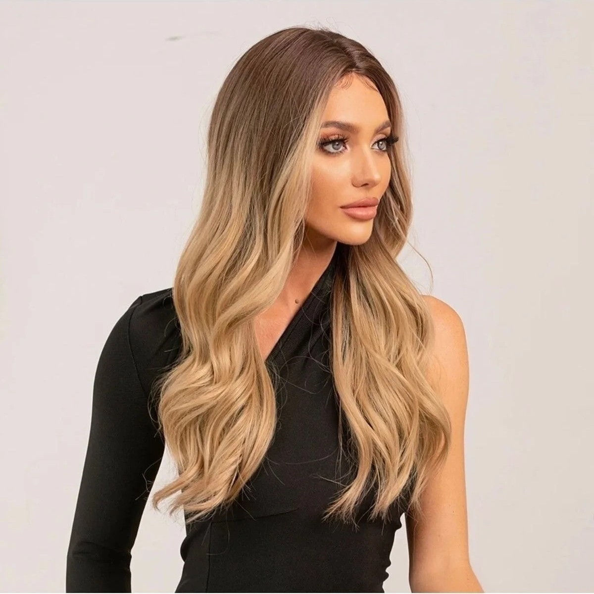 Marsilyan Exclusive Luxury Kumral Altın Sarısı Perçemsiz Peruk görsel 2