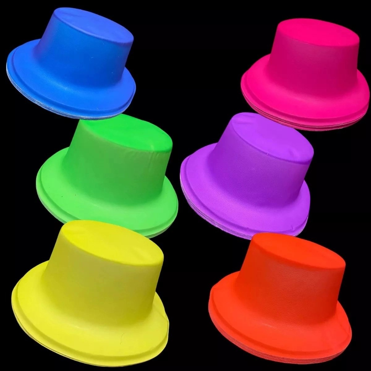 TeknoKapsül Neon Partisi Turuncu Renk Plastik Fötr Şapka görsel 4