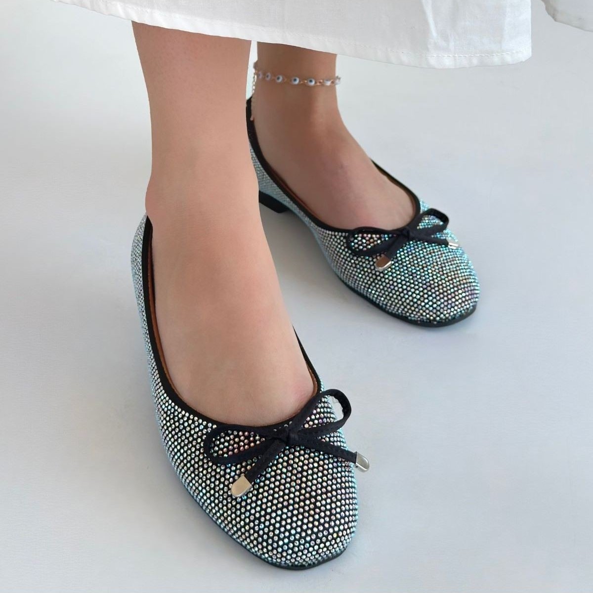 Shoegar Potte Siyah Saten Babet Ayakkabı görsel 4