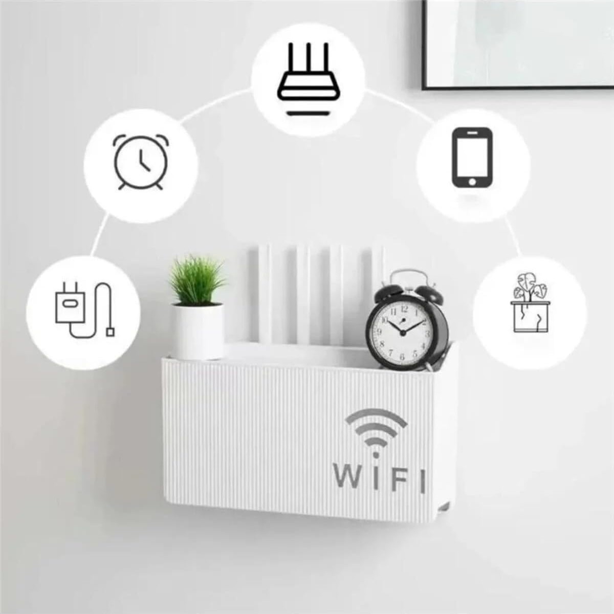 OEM Beyaz Wifi Kutusu Duvar Asılabilir Sigorta ve Modem Saklama Kutusu 25X15X6 cm görsel 2