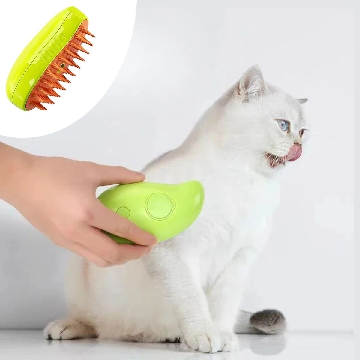 Uravas Store Buharlı Yumuşak Silikon Uçlu Kedi - Köpek Tüy Tarama Tarağı Yıkama Tımar Fırçası görsel 2