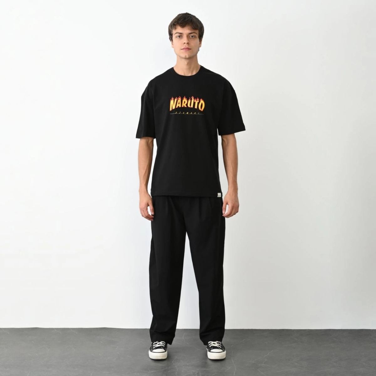 Fantastik Store Erkek Baskılı T-Shirt Kısa Kol Bisiklet Yaka Regular Fit Rahat Kalıp Günlük Tişört - Siyah