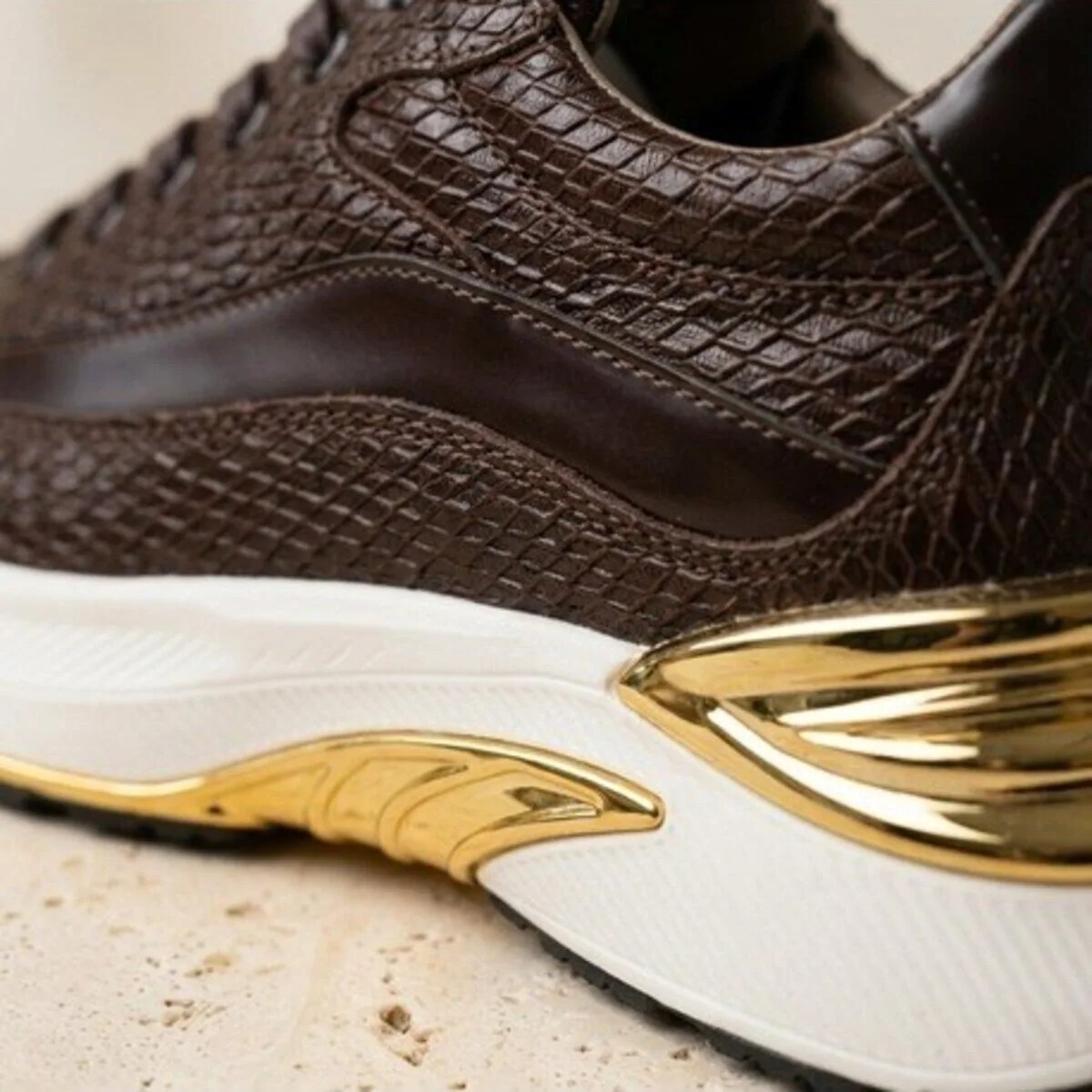 Özarı Öİ025 Marcomen Gold Detaylı Kroko Desenli Dana Deri Ayakkabı görsel 4