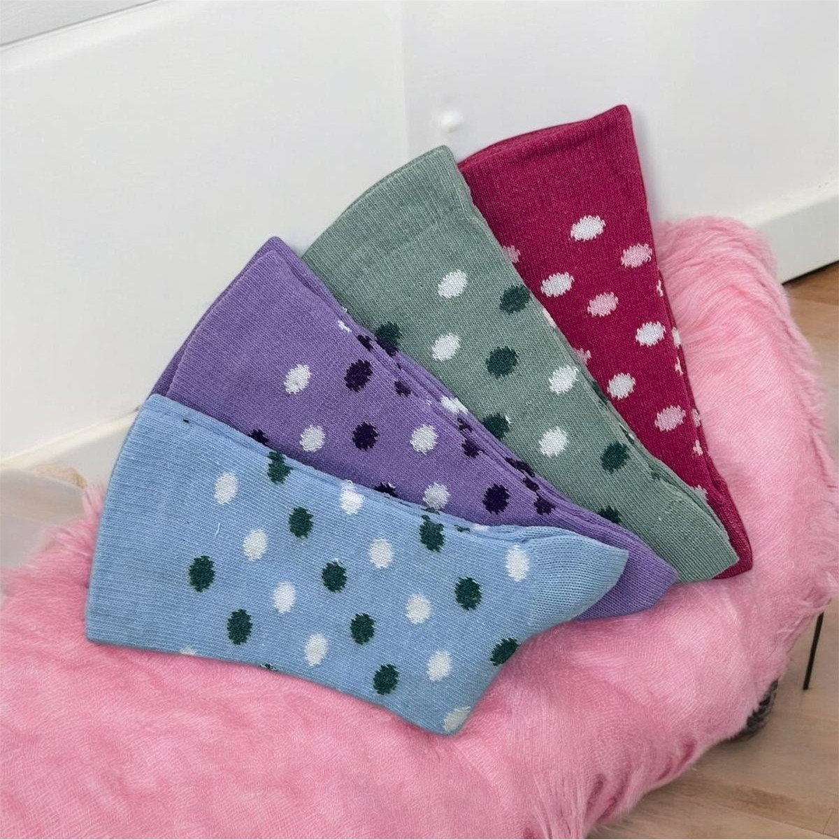 Black Arden Socks Puan Desenli Kız Çocuk Çorabı 4^lü görsel 5