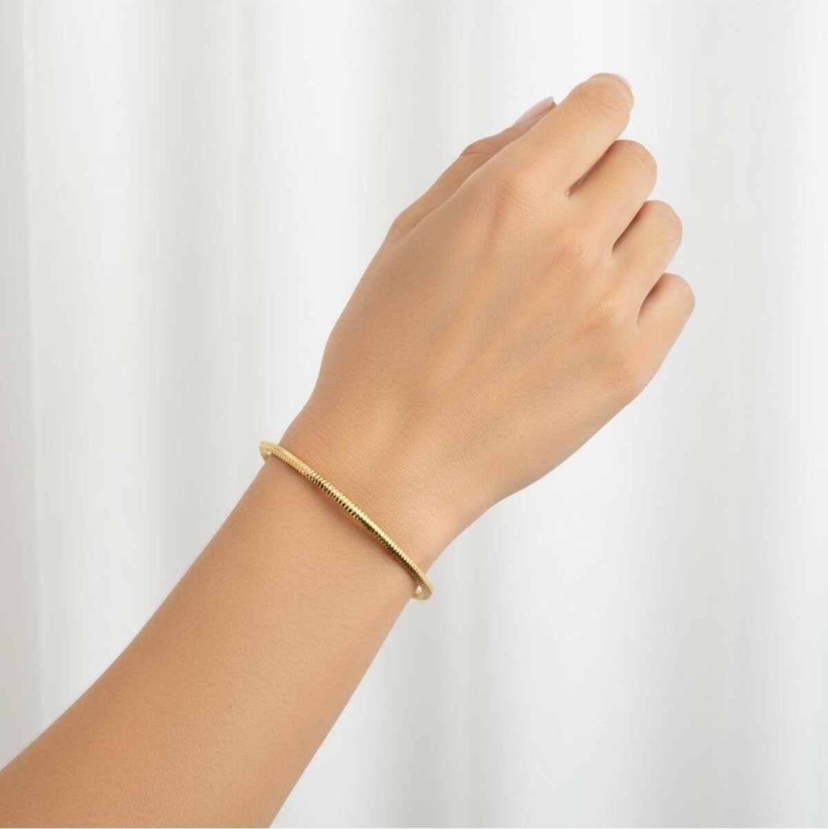 Kuyumcu Nurettin 18 gr (Gram) Balık Sırtı Desenli Ajda Bilezik 22 Ayar Altın Yatırımlık Işçiliksiz