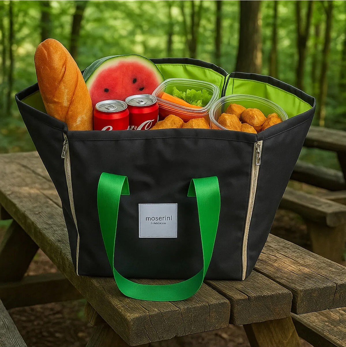 Moserini Renkli Büyük Boy Fermuarlı Piknik, Plaj Kamp Çantası / Örtüsü Ergonomik Tasarım ile Pratik görsel 6