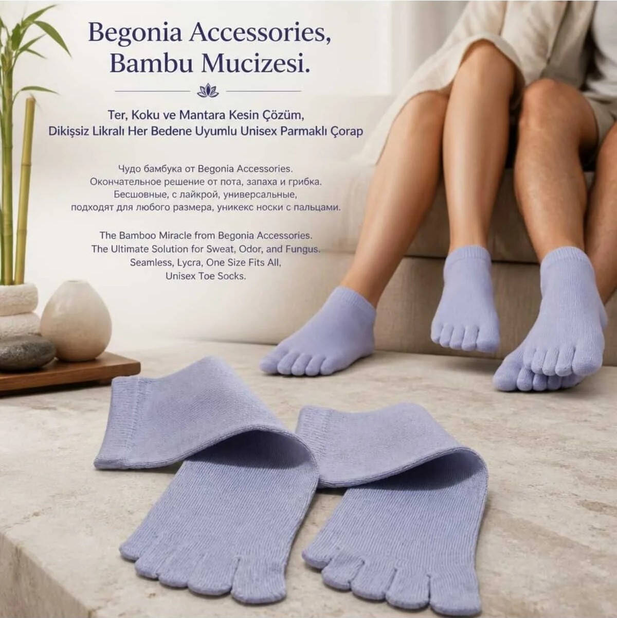 Begonia Accessories Bambu Parmaklı Çorap Dikişsiz Unisex Antialerjik Terleme ve Koku Karşıtı Likralı Esnek Çorap -278-2 görsel 8