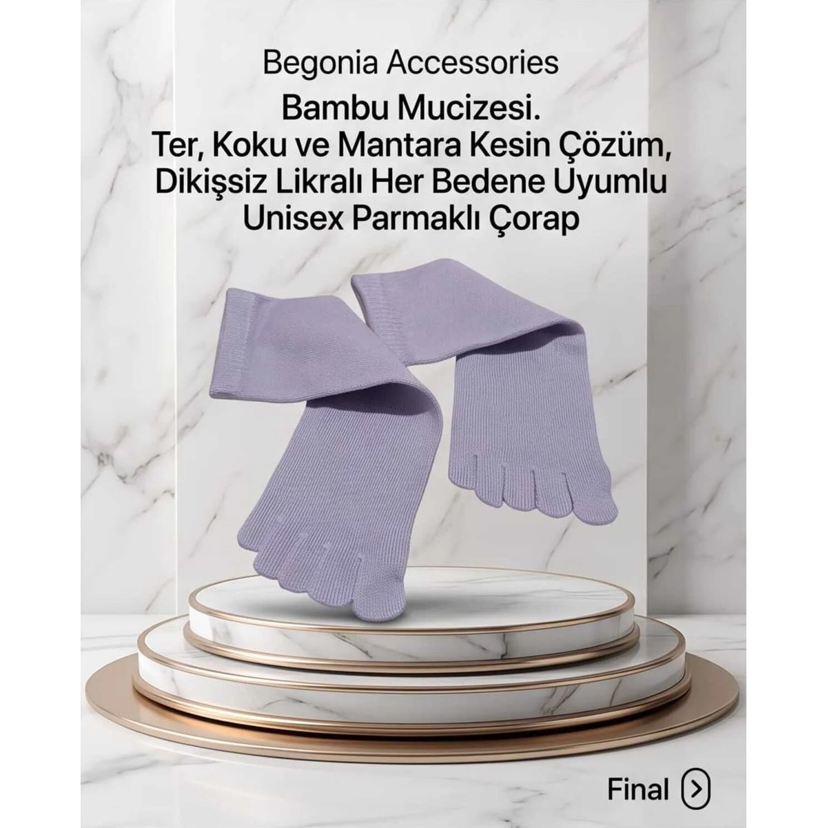 Begonia Accessories Bambu Parmaklı Çorap Dikişsiz Unisex Antialerjik Terleme ve Koku Karşıtı Likralı Esnek Çorap -278-6 görsel 4