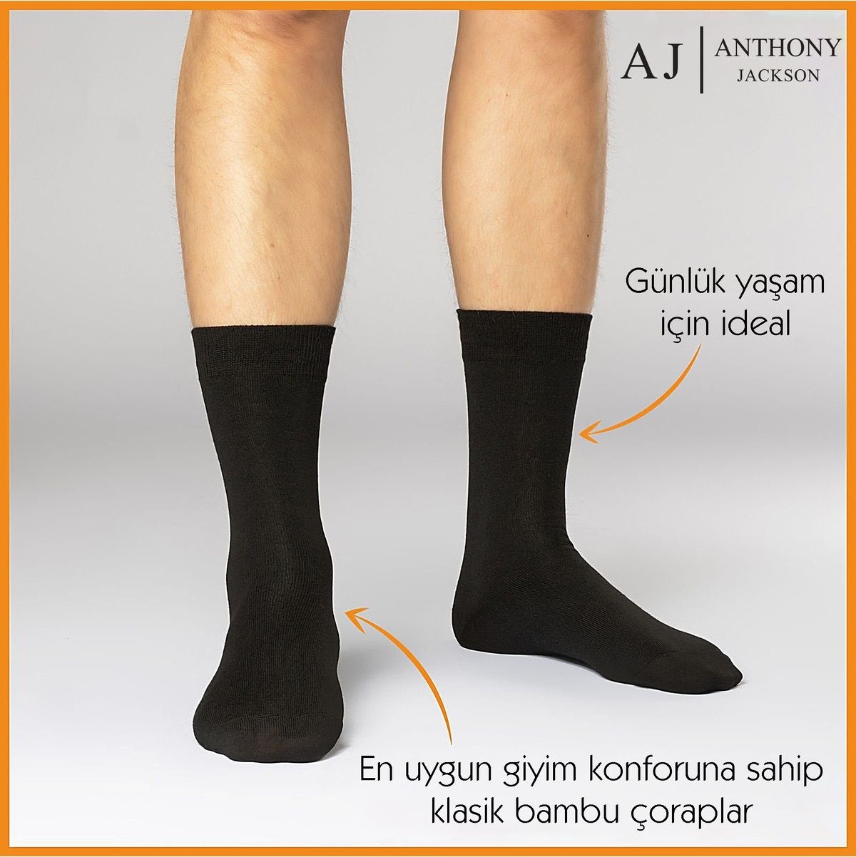 Anthony Jackson Bambu Premium Klasik Erkek Çorap 6 Çift Kutulu Renkli Yüksek Kalite Konfor görsel 3