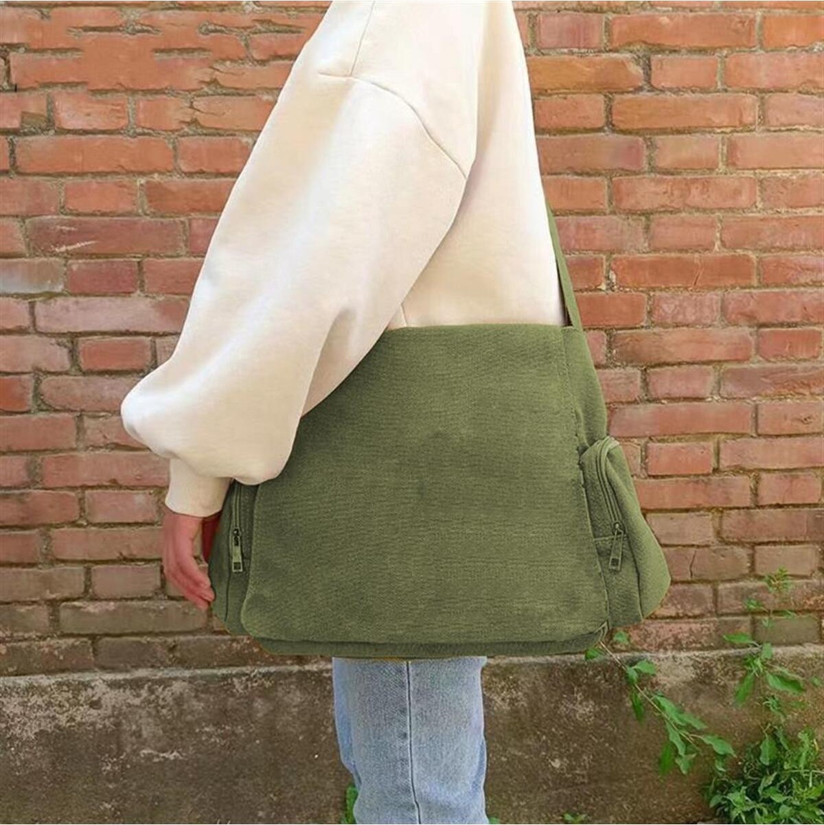 Touz Moda Day Light Duck Anatomy Baskılı Unisex Yeşil Postacı Çantası görsel 5