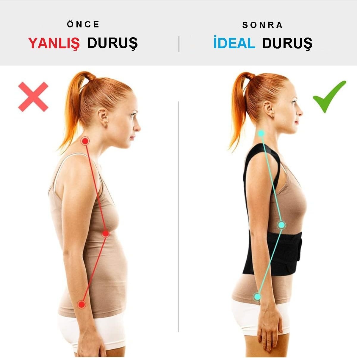 Balenli Spor Korse Ortopedik Dik Duruş Korsesi Kamburluk Önleyici Düzeltici Yelek Dik Durma Apara görsel 3
