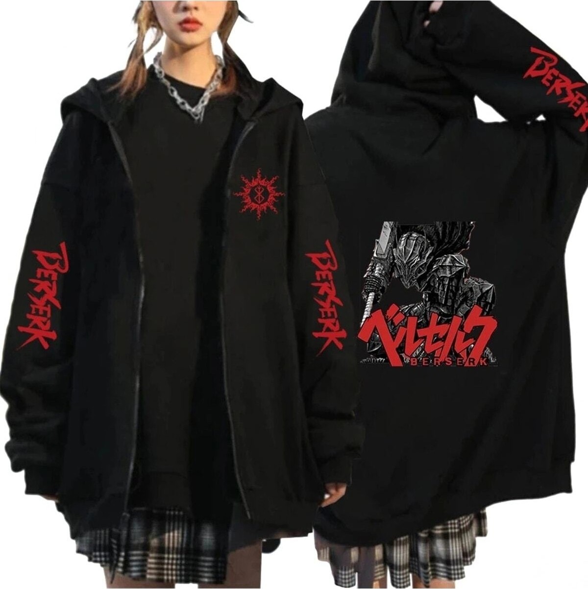 Tarzsokak Berserk Anime Fermuarlı Hoodie Model 109 12292
