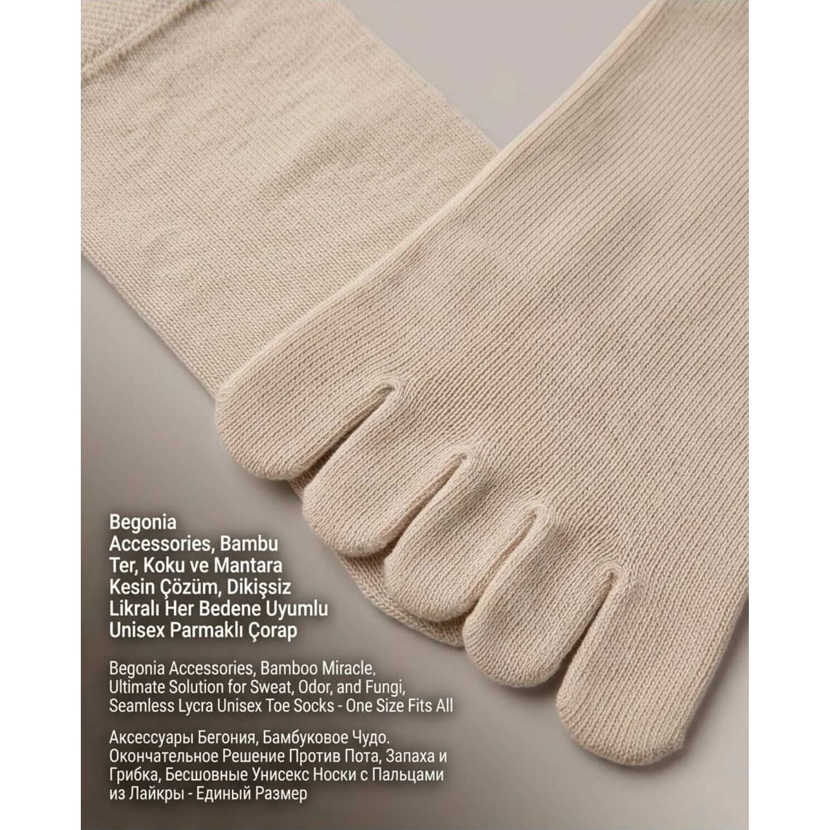 Begonia Accessories Bambu Parmaklı Çorap Dikişsiz Unisex Antialerjik Terleme ve Koku Karşıtı Likralı Esnek Çorap -278-5 görsel 4
