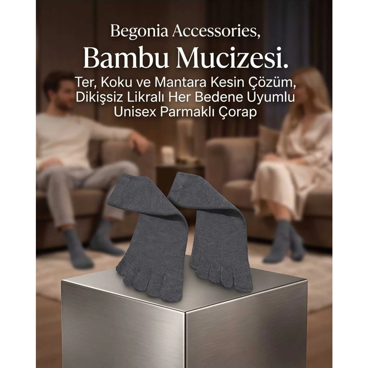 Begonia Accessories Bambu Parmaklı Çorap Dikişsiz Unisex Antialerjik Terleme ve Koku Karşıtı Likralı Esnek Çorap -278-2 görsel 2