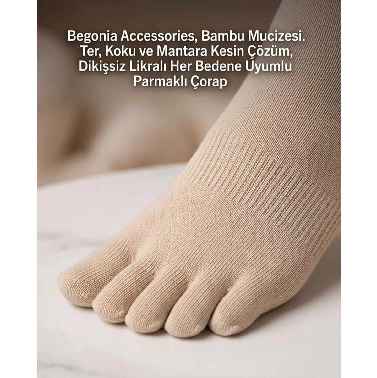 Begonia Accessories Bambu Parmaklı Çorap Dikişsiz Unisex Antialerjik Terleme ve Koku Karşıtı Likralı Esnek Çorap -278-5 görsel 5