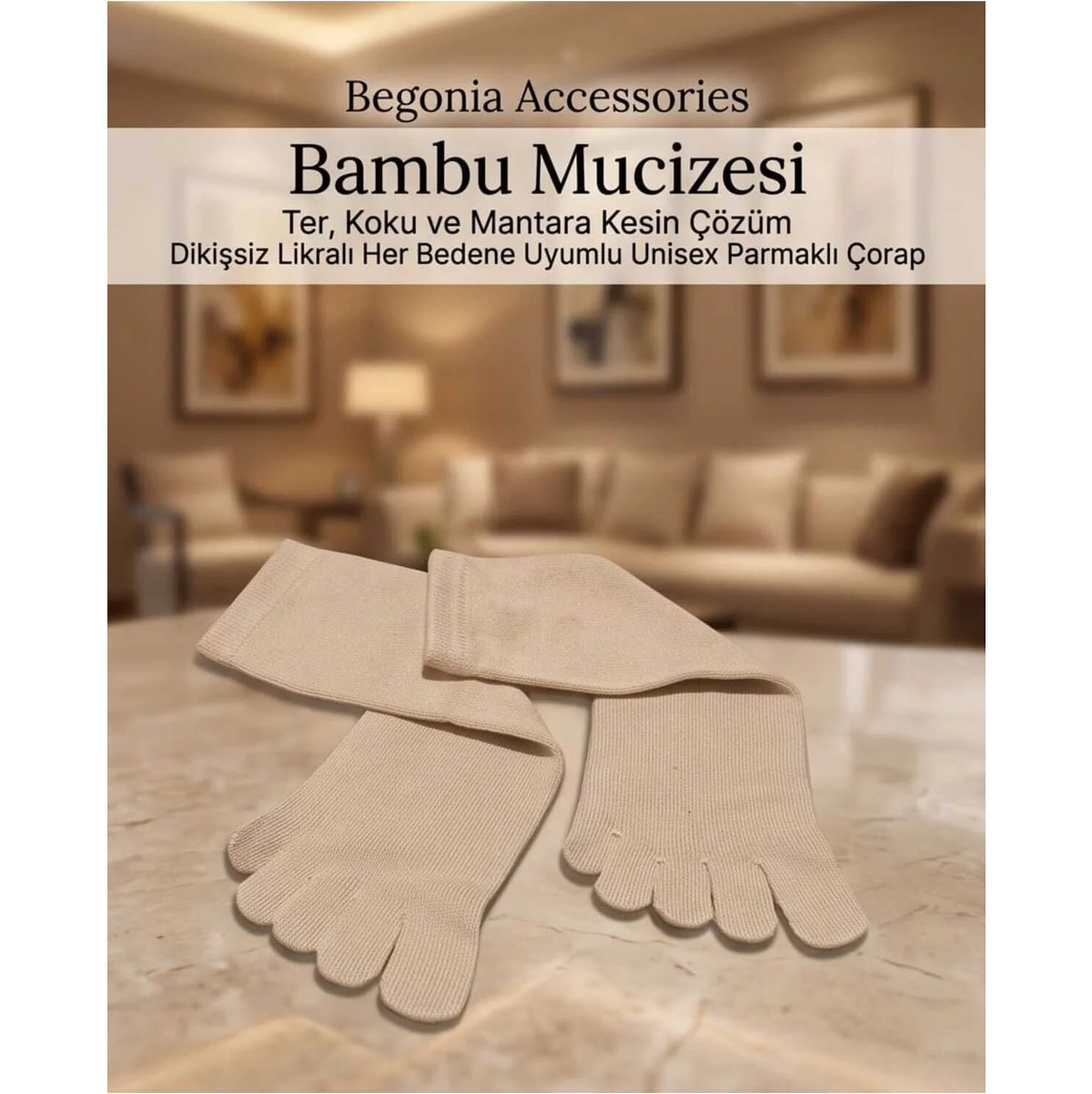 Begonia Accessories Bambu Parmaklı Çorap Dikişsiz Unisex Antialerjik Terleme ve Koku Karşıtı Likralı Esnek Çorap -278-6 görsel 7