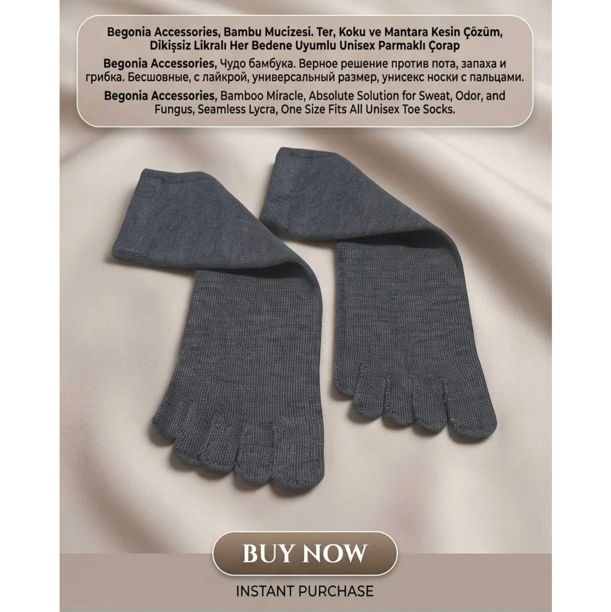 Begonia Accessories Bambu Parmaklı Çorap Dikişsiz Unisex Antialerjik Terleme ve Koku Karşıtı Likralı Esnek Çorap -278-4 görsel 4
