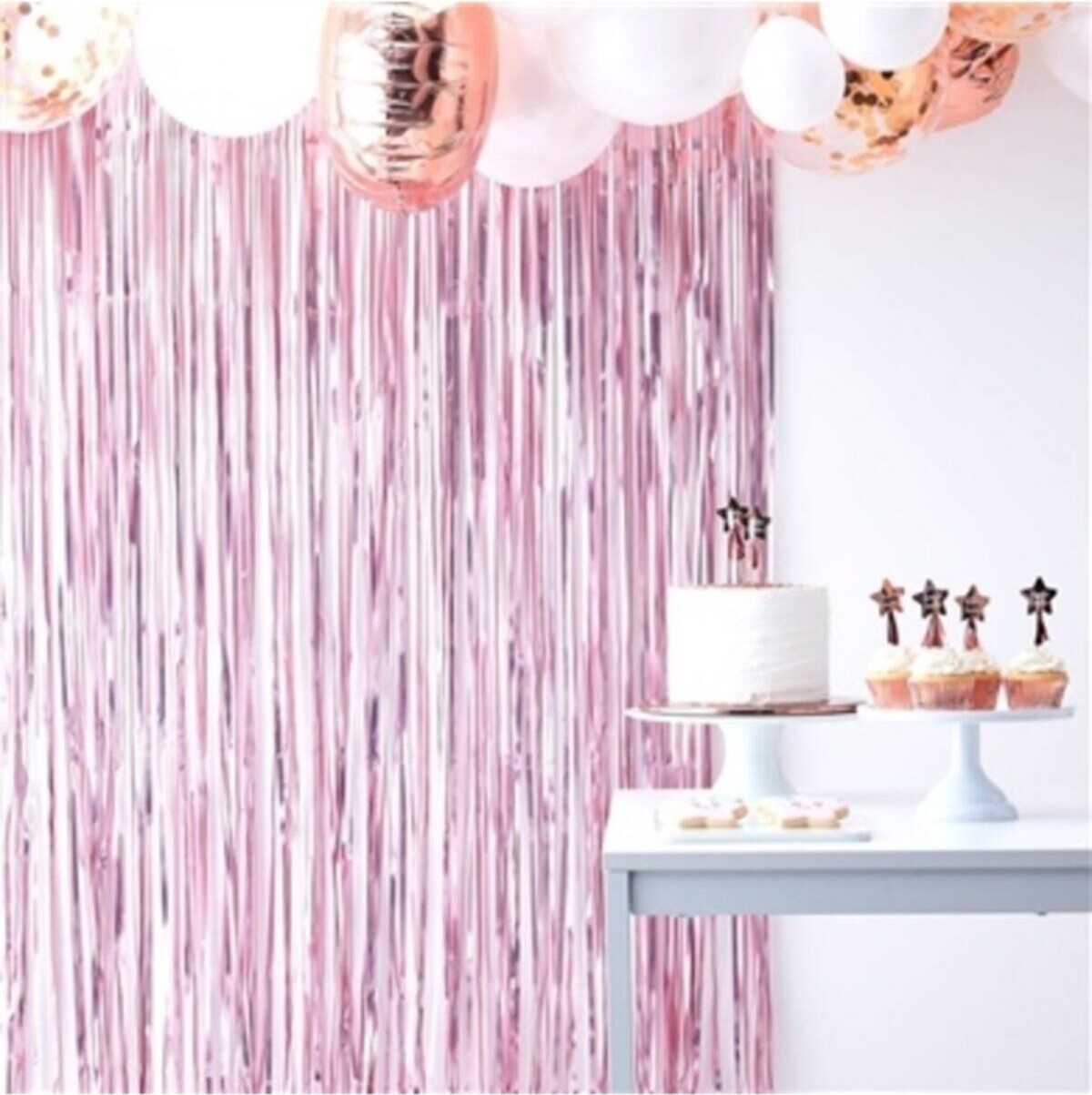 Feyza Design Metalize Fon Perde Duvar Perdesi Pembe Renk
